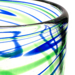 Blown glass rocks glasses, 'Elegant Energy' (set of 6) - Set of 6 Hand Made Blown Glass Rocks Glass in Blue and Green