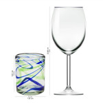 Blown glass rocks glasses, 'Elegant Energy' (set of 6) - Set of 6 Hand Made Blown Glass Rocks Glass in Blue and Green