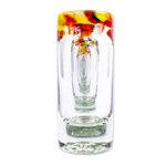 Handblown tequila shot glasses, 'Confetti Rim' (set of 6) - Handcrafted Blown Glass Tequila Shot Glasses (Set of 6)