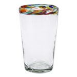 Handblown drink tumblers, 'Confetti Rim' (set of 6) - Colorful Handcrafted Blown Glass Tumblers (Set of 6)