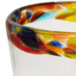 Handblown drink tumblers, 'Confetti Rim' (set of 6) - Colorful Handcrafted Blown Glass Tumblers (Set of 6)