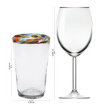 Handblown drink tumblers, 'Confetti Rim' (set of 6) - Colorful Handcrafted Blown Glass Tumblers (Set of 6)