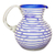 Blown glass pitcher, 'Blue Spiral' - Mexican Handblown Recycled Glass Blue Stripe Pitcher (image 2a) thumbail