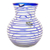 Blown glass pitcher, 'Blue Spiral' - Mexican Handblown Recycled Glass Blue Stripe Pitcher (image 2c) thumbail
