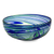 Blown glass salad bowl, 'Elegant Energy' - Hand Crafted Blown Glass Salad Bowl in Blue and Green Swirls thumbail