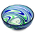 Blown glass salad bowl, 'Elegant Energy' - Hand Crafted Blown Glass Salad Bowl in Blue and Green Swirls (image 2b) thumbail