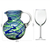 Blown glass pitcher, 'Elegant Energy' - Blue and Green Swirls Hand Blown Glass Pitcher (84 oz) (image 2j) thumbail
