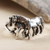 Sterling silver band ring, 'Equine' - Two-in-One Horses in Rustic Style Sterling Silver Ring thumbail