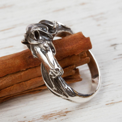 Sterling silver band ring, Equine Pride