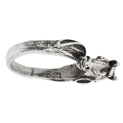 Sterling silver band ring, 'Equine Pride' - Horse on Women's Sterling Silver Ring from Taxco Jewelry