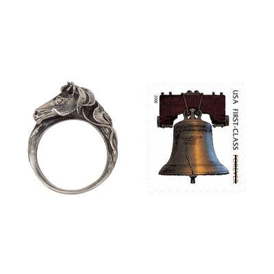 Anillo de banda de plata esterlina - Caballo en anillo de plata esterlina para mujer de Taxco Jewelry