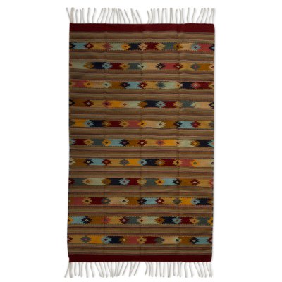 Zapotec wool rug, 'A Thousand Stars' (6.5x10) - Large Handwoven Pastel Zapotec Wool Rug (6.5 x 10)