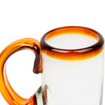Handblown beer glasses, 'Amber Rim' (set of 6) - Hand Blown Beer Glasses with Amber Handle and Rim (Set of 6)