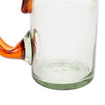 Handblown beer glasses, 'Amber Rim' (set of 6) - Hand Blown Beer Glasses with Amber Handle and Rim (Set of 6)