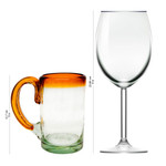 Handblown beer glasses, 'Amber Rim' (set of 6) - Hand Blown Beer Glasses with Amber Handle and Rim (Set of 6)