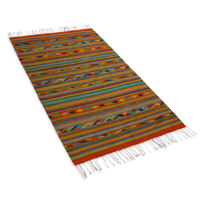 Zapotec wool rug, 'Living Colors' (5x8.5) - Handwoven Multicolor Zapotec Wool Rug from Mexico (5 x 8.5)