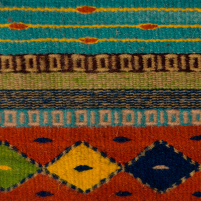 Zapotec wool rug, 'Festive Diamonds' (2x3.5) - Genuine Zapotec Handwoven Rug with Natural Organic Dyes