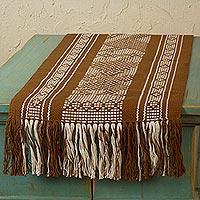 Cotton and silk table runner, Sparrows