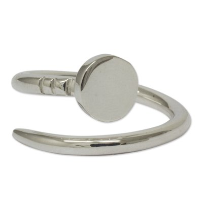Men's sterling silver wrap ring, 'Nail It' - Artisan Crafted Polished Taxco Silver Wrap Ring for Men