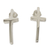 Sterling silver button earrings, 'My Faith' - Hand Crafted Polished Cross Earrings of Taxco Silver thumbail