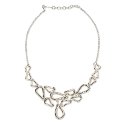 Anhänger-Halskette aus Sterlingsilber, 'Free Form Drops - Taxco Sterling Silber Moderne handgefertigte Freiform-Halskette