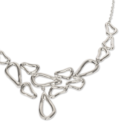 Anhänger-Halskette aus Sterlingsilber, 'Free Form Drops - Taxco Sterling Silber Moderne handgefertigte Freiform-Halskette