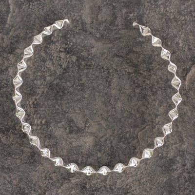 Sterling silver choker, 'Ruffles' - Ruffled Handcrafted Taxco Silver Rigid Choker