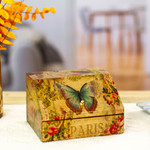 Decoupage box, 'Butterfly Enchantment' - Floral Decoupage Box with Butterflies and Hidden Drawer