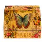 Decoupage box, 'Butterfly Enchantment' - Floral Decoupage Box with Butterflies and Hidden Drawer