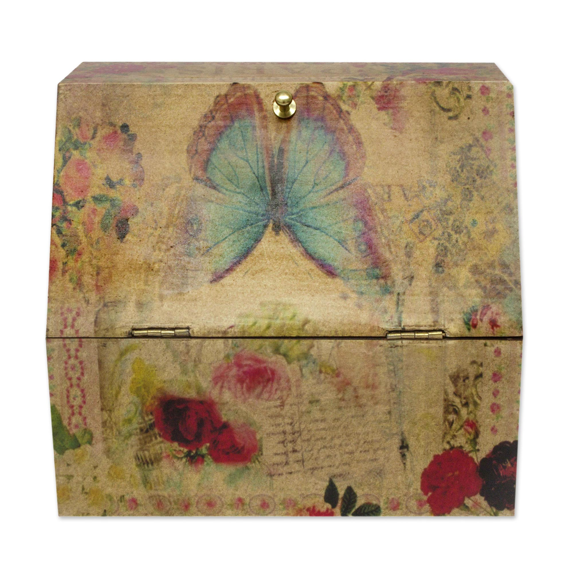 UNICEF Market | Floral Decoupage Box with Butterflies and Hidden Drawer ...