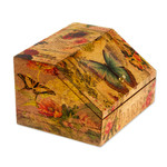 Decoupage box, 'Butterfly Enchantment' - Floral Decoupage Box with Butterflies and Hidden Drawer
