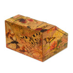 Decoupage box, 'Butterfly Enchantment' - Floral Decoupage Box with Butterflies and Hidden Drawer