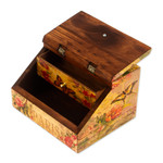 Decoupage box, 'Butterfly Enchantment' - Floral Decoupage Box with Butterflies and Hidden Drawer