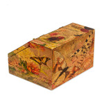 Decoupage box, 'Butterfly Enchantment' - Floral Decoupage Box with Butterflies and Hidden Drawer