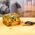 Decoupage box, 'Butterfly Enchantment' - Floral Decoupage Box with Butterflies and Hidden Drawer