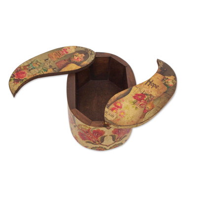 Decoupage-Schmuckkästchen - Ovale Decoupage-Schatzkiste aus Kiefernholz im viktorianischen Stil