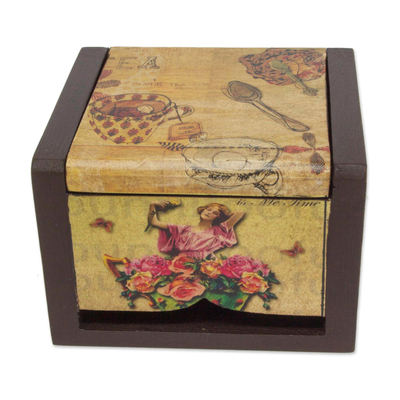 Tea Storage Box Time for Tea. Painted Wooddecorative Tea 