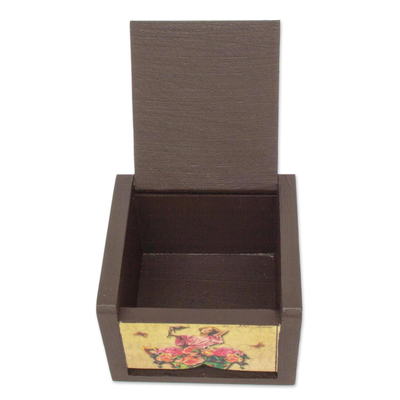 caja de decoupage - Pequeña caja de té decorativa ventilada decoupage de México