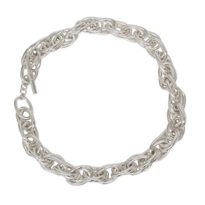 Sterling silver chain necklace, 'I Am' - Artisan Crafted Taxco Silver Jewelry Chain Necklace