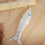 Sterling silver pendant necklace, 'Taxco Fish' - Taxco Artisan Crafted Sterling Silver Fish Pendant Necklace