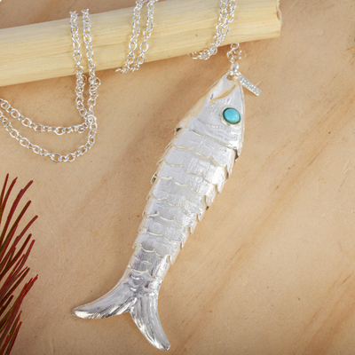Taxco Artisan Crafted Sterling Silver Fish Pendant Necklace