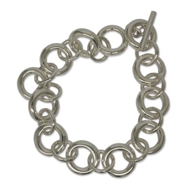 Sterling silver link bracelet, 'Artful Minimalist' - Sterling Silver Link Bracelet Taxco Artisan Jewelry