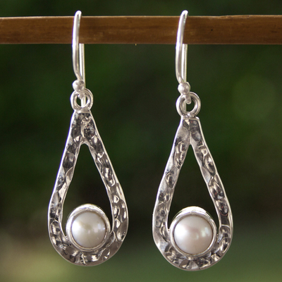 Cultured pearl dangle earrings, Luminous Rain