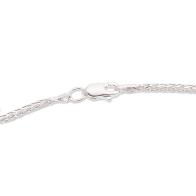 Halskette mit Anhänger aus Zuchtperlen - Handgefertigte strukturierte Taxco-Silberhalskette mit weißen Perlen