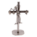 Auto part sculpture, 'Rustic Lineman' - Mexico Eco Friendly Handmade Recycled Auto Part Sculpture