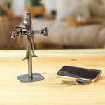 Auto part sculpture, 'Rustic Lineman' - Mexico Eco Friendly Handmade Recycled Auto Part Sculpture