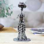 Auto part sculpture, 'Rustic Petite Catrina' - Mexico Day of the Dead Recycled Auto Part Sculpture