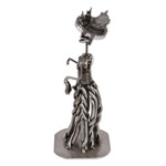 Auto part sculpture, 'Rustic Petite Catrina' - Mexico Day of the Dead Recycled Auto Part Sculpture