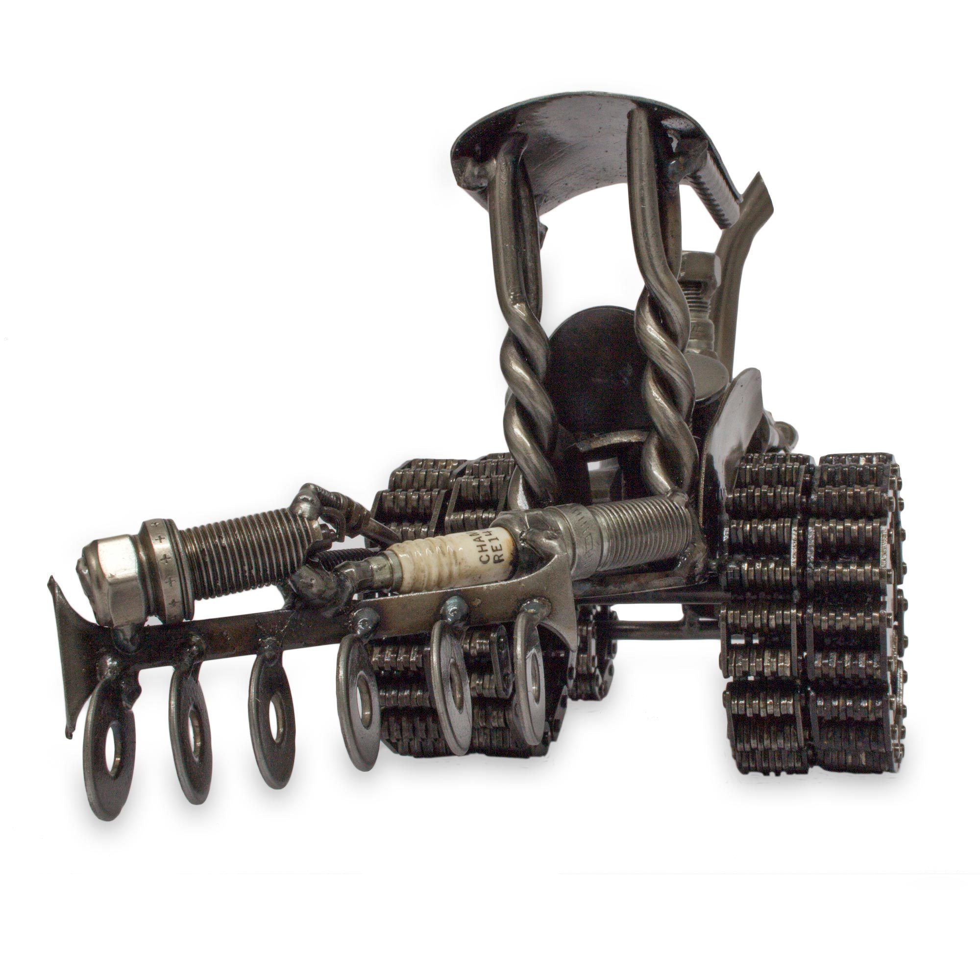 Unique Mexican Recycled Metal Tractor Sculpture Rustic Tractor NOVICA