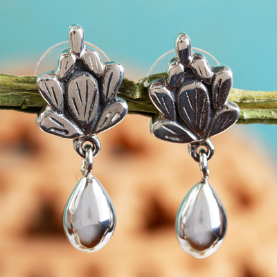 Sterling silver flower earrings, 'Cacti Raceme' - Sterling Silver Artisan Crafted Earrings from Mexico